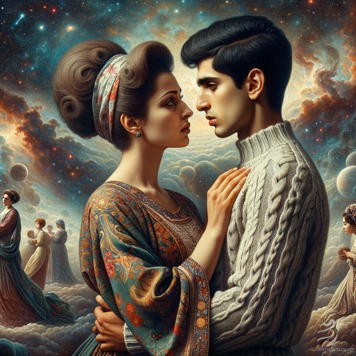 One woman and one man, Kissing, Galaxy