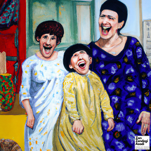 دو زن و یک کودک, خندیدن, فروشگاه