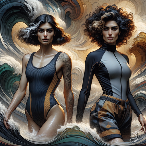 Two women, Swimming, Sea