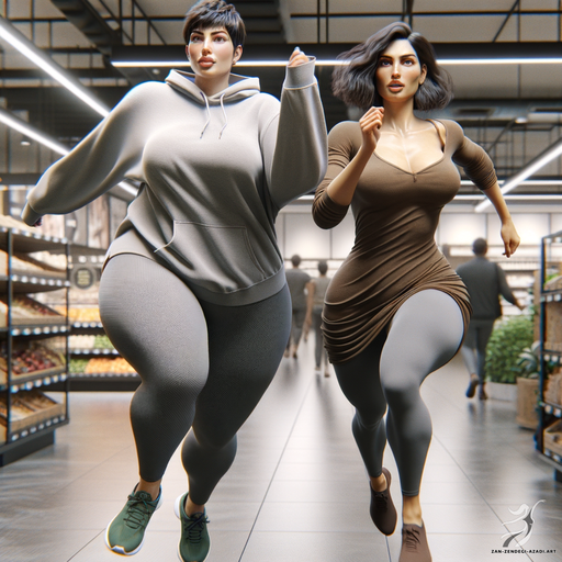Two women, Running, Shop