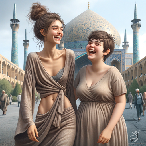 Two women, Laughing, Street