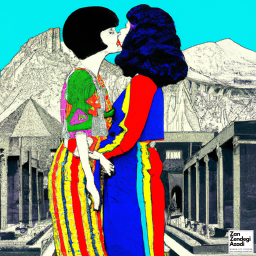 دو زن, بوسیدن, کوه