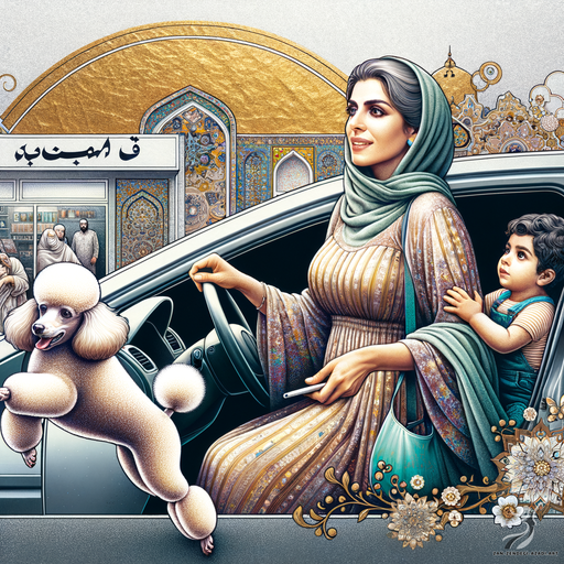 یک زن و یک کودک, رانندگی, فروشگاه