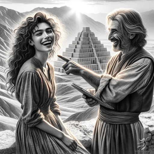 One woman and one man, Laughing, Mountain