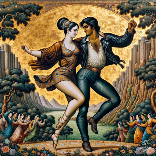 One woman and one man, Dancing, Landscape