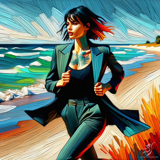 One woman, Running, Beach