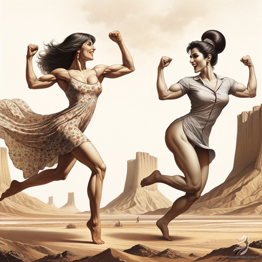 Two women, Dancing, Mountain