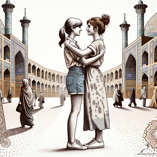 دو زن, در آغوش گرفتن, چشم‌انداز