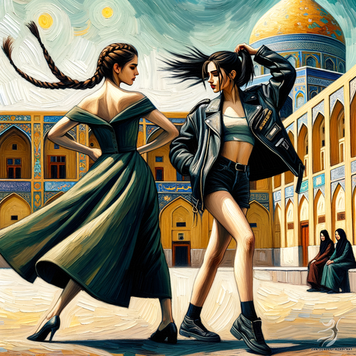 Two women, Dancing, Street